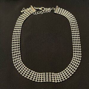 Elegant Silver Beaded Choker Necklace